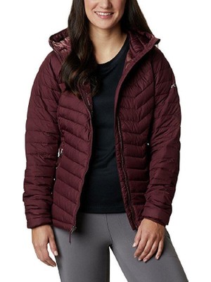 Columbia Kadın Powder Lite Hooded Şişme Mont Kırmızı Polyester Fermuarlı XS Beden Özellikli WK1499