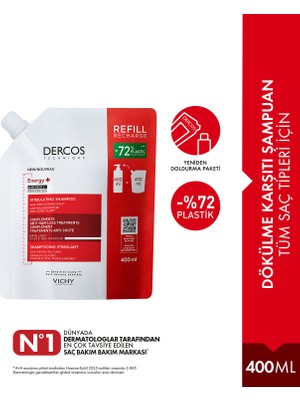 Vichy Dercos Energising Şampuan Dökülme Karşıtı Etkiyle 400 ml Yeniden Dolum Paketi