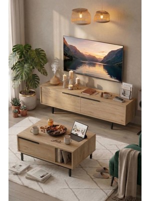 Yurudesign Tv Ünitesi Orta Sehpa 2'li Set Sepet ON19-S