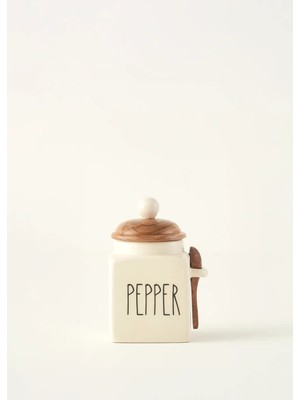 Bella Maison Pepper Seramik Kavanoz Krem (330 Ml)