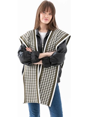 Osmanlı Triko Çift Taraflı  Patchwork Triko Atkı – Kare Parçalı Unisex Spor Omuz Şalı, Boho Stil Kışlık Atkı