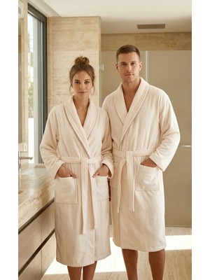 Asev Tekstil Kadife Biyeli Şal Yaka Unisex Bornoz