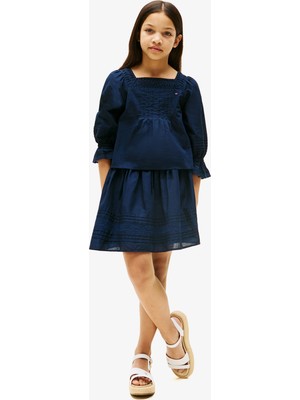 Tommy Hilfiger Embroidered Anglaise Tape Çocuk Mavi Etek