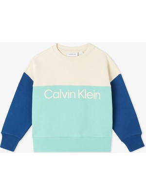 Calvin Klein Terry Blocking Çocuk Yeşil Sweatshirt