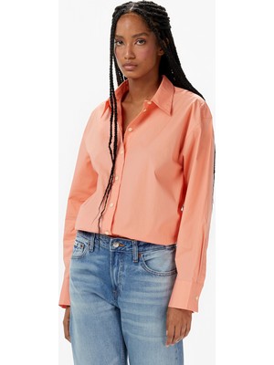 Calvin Klein Stretch Poplin Relaxed Kadın Turuncu Gömlek