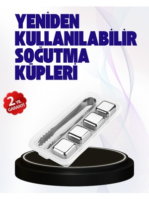 Paslanmaz Çelikten Üretilmiş Metal Buz Küpü Seti ve Buz Klipsi