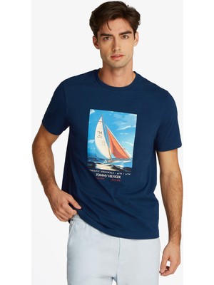 Tommy Hilfiger Erkek Mavi T-Shirt