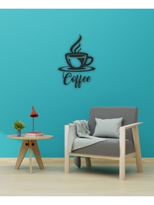 Lazer Kesim Metal Duvar Dekoru, Coffee Kahve 40 cm