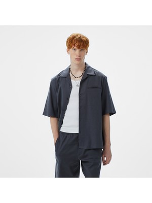 Calvin Klein Linen Tencel Erkek Siyah Gömlek