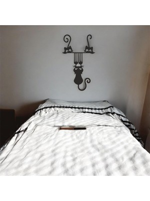 Lazer Kesim Metal Duvar Dekoru, Yaramaz Kedicikler 40 cm