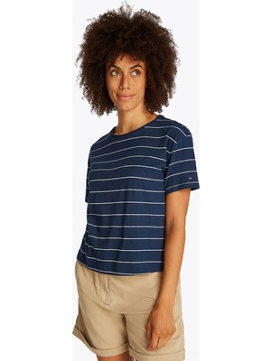 Tommy Hilfiger Modern Co Linen C-Nk Kadın Mavi T-Shirt