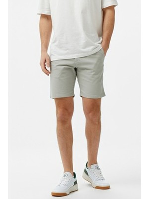 Lacoste Men's Slim Fit Bermuda Shorts Erkek Dar Kesim Keten Bermuda Şort Gri