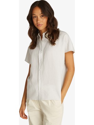 Calvin Klein Linen Blend Kadın Bej Gömlek