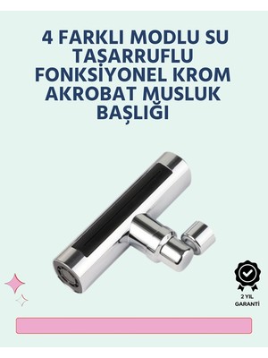 Krom Kaplamalı Çok Fonksiyonlu Musluk Başlığı | Paslanmaz Malzeme