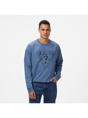 Guess Davis Terry Erkek Mavi Sweatshirt
