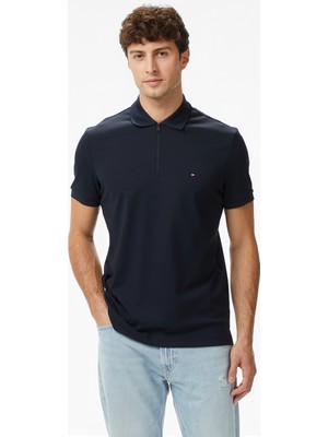 Tommy Hilfiger Performance Pique Erkek Mavi Polo