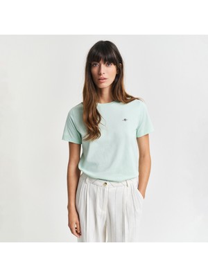 Gant Kadın Yeşil Regular Fit Bisiklet Yaka T-Shirt