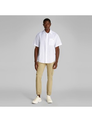 Calvin Klein Linen Cotton Erkek Beyaz Gömlek