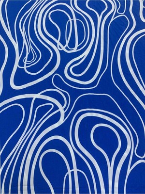 Yiğit Kumaş Mavi Soyut Sarmal Desenli Viskon Kumaş