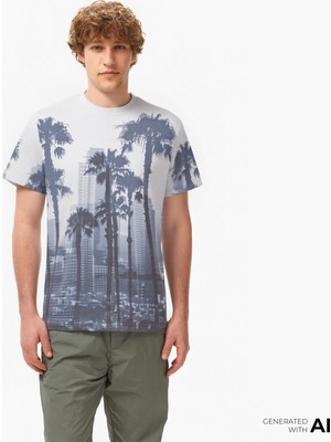 Guess Cn Palm Single 190 Erkek Gri T-Shirt