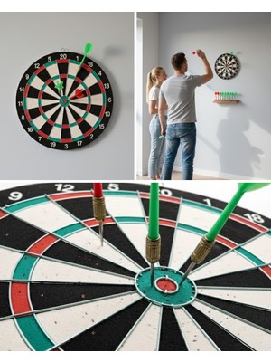 17 Inç Dart Tahtası 4 Metal Dart Oku