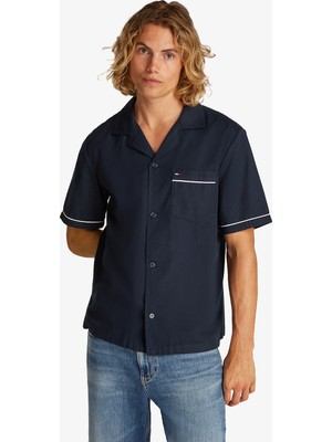 Tommy Hilfiger Tommy Jeans Tjc Camp Collar Erkek Lacivert Gömlek