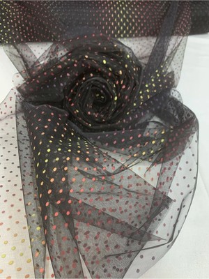 Yiğit Kumaş Puantiyeli Hayal Tül Kumaş - Siyah