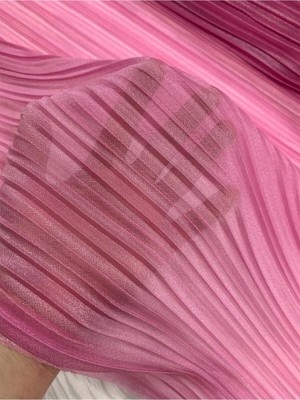 Yiğit Kumaş Pembe Işıltılı Piliseli Tül Kumaş