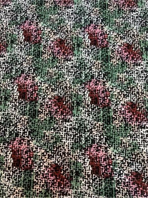 Yiğit Kumaş Desenli Viskon Penye Kumaş Dökümlü Esnek Elbiselik - Yeşil Mozaik Desenli