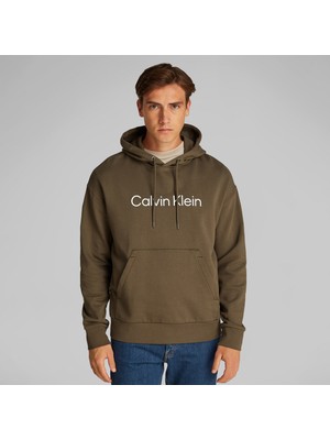 Calvin Klein Hero Logo Comfort Erkek Haki Sweatshirt
