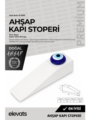 Elevats Premium Ahşap Kapı Stoperi | Dekoratif Kapı Durdurucu | Kaymaz Kapı Tutucu | Kapı Sabitleyici | EL3005