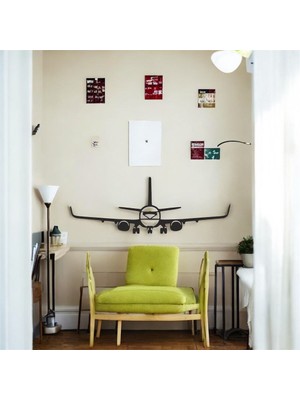 Lazer Kesim Metal Duvar Dekoru, Uçak 40 cm