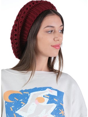 Elif İç Giyim Kadın Triko Tek Kat Ressam Bere Bordo Renkli Yumuşak Doku ile Kış Aylarında Tarz Katacak