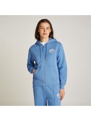 Tommy Hilfiger Reg Varsity Zip Kadın Mavi Sweatshirt