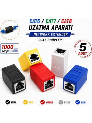 Vwin Cat6 Cat7 Cat8 Uzatma Aparatı RJ45 Internet Kablosunu Birleştirir 1000 Mbps ( 5 Renk )