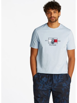 Tommy Hilfiger Flag Sailing Erkek Mavi T-Shirt