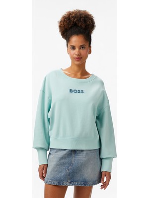 Boss Elay Stonebadge Kadın Mavi Sweatshirt