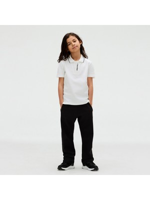 Calvin Klein Embro Logo Pique Çocuk Beyaz Polo