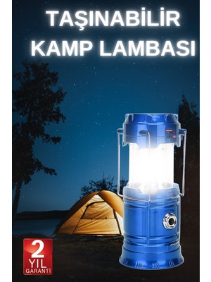 Büyük Boy Güneş Enerjili Kamp Feneri Işıldak Lamba USB Şarjlı