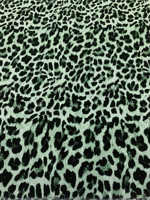 Yiğit Kumaş Yeşil Leopar Desenli Viskon Kumaş