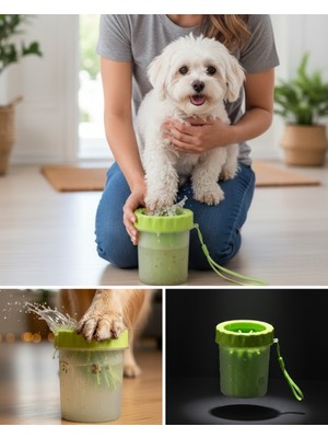 Taşınabilir Köpek Ayak Temizleme Aparatı Silikon Fırçalı