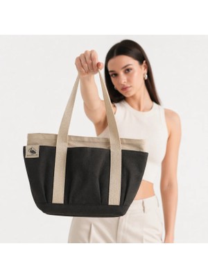 Bordglow PlusGlow Design Serisi – Füme-Gri Premium Kanvas Tote Bag | 9 cep - Fermuarlı (40x26x12 cm)