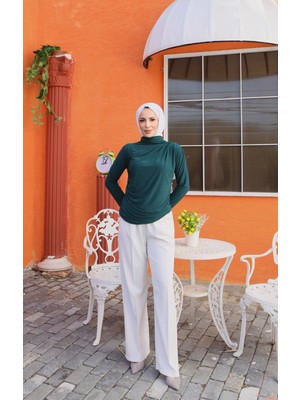 Omuz ve Bel Büzgü Detaylı Sandy Bluz