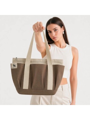Bordglow PlusGlow Design Serisi – Camel Premium Kanvas Tote Bag | 9 cep - Fermuarlı (40x26x12 cm)