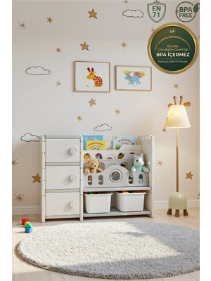 Crealisol Monticastle: Çekmeceli Çocuk Odası Düzenleyici ve Montessori Kitaplık - Büyük Boy Saklama Ünitesi