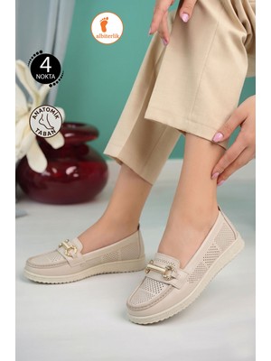 Albishoes Kadın 4 Noktalı Toka Detay Anatomik Kaymaz Taban Rahat Hafif Günlük Ayakkabı Anne Ayakkabı