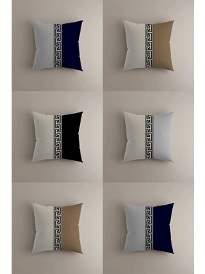 6'lı Kırlent Kılıfı Seti - Klasik Geometrik Desenli Çift Taraflı Dekoratif Yastık Kılıfı, 43X43 cm