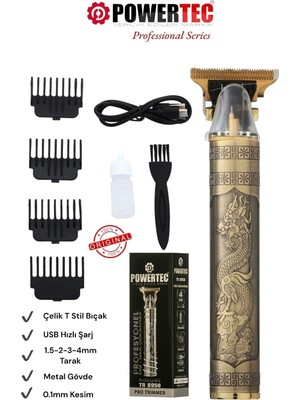 Powertec TR-8950 Saç Sakal Ense Vücut Tıraş Makinesi (2 Yıl Garantili)