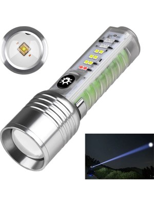 Profesyonel Tg LED Güçlü 8 Modlu Type-C 1000 Lümen Polis Çakarlı Şarjlı El Feneri