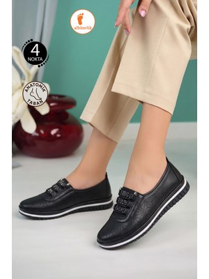 Albishoes Kadın 4 Noktalı Taş Detay Anatomik Kaymaz Taban Rahat Hafif Günlük Ayakkabı Anne Ayakkabı